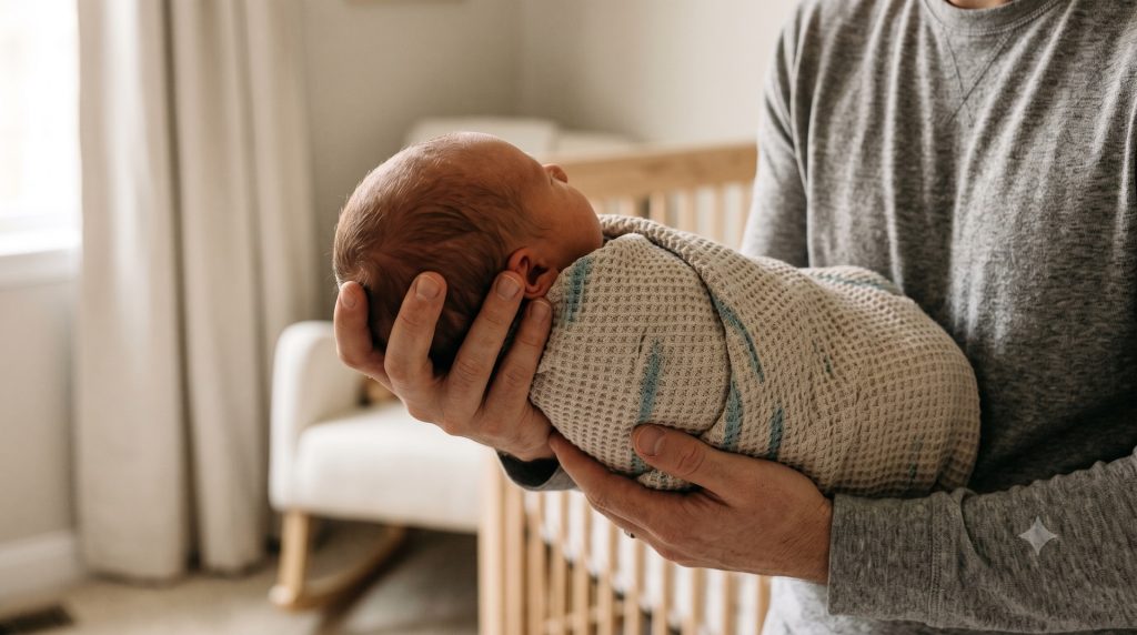Parent cradling a swaddled newborn — infant lip tie evaluation at Inspire Dental Wellness, Orland Park
