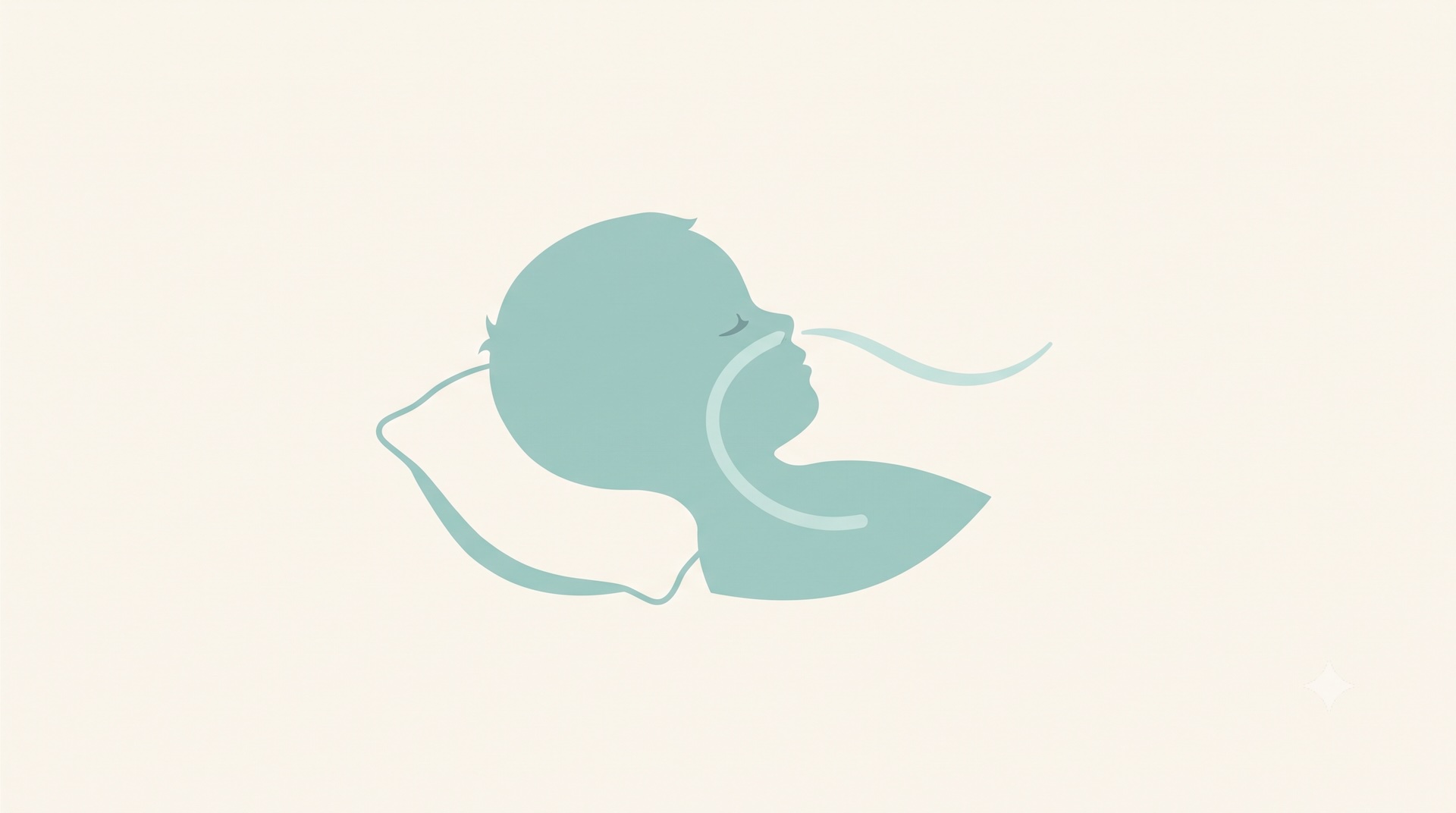 Illustration of a sleeping child in profile with airflow traced from the nose through the throat