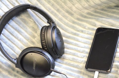 Bose headphones connected to iPhone